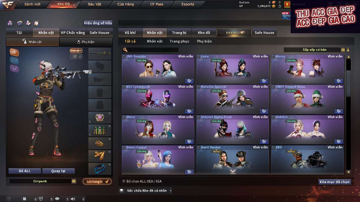 shop acc cf uy tin gia re